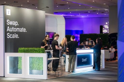 ETHConf attendees meeting in a partner lounge